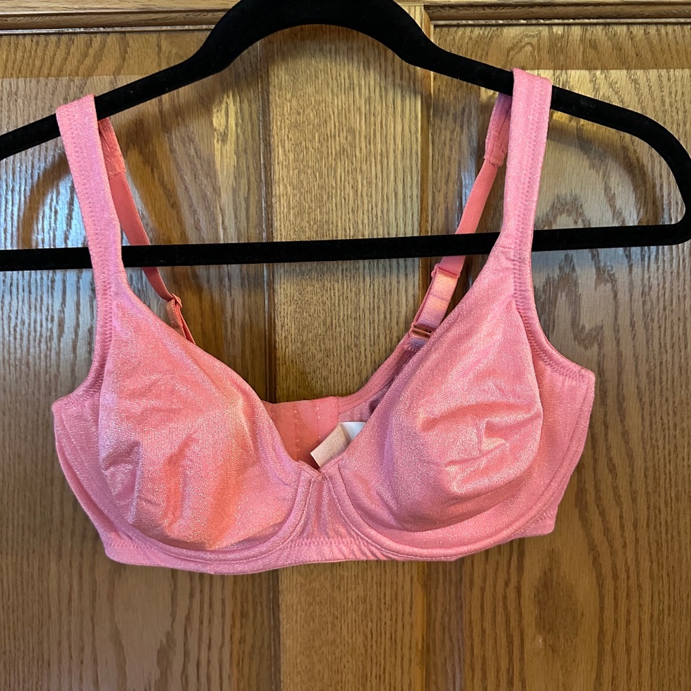 Victoria's Secret Unlined Pink Shimmer Underwire Bra.  Size 38C. New without tag